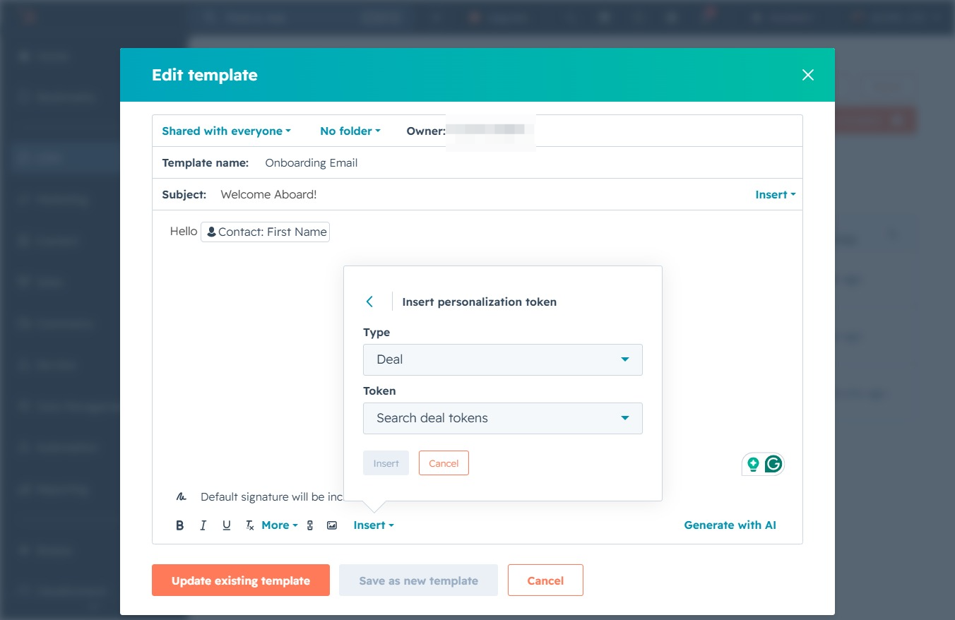 Click the Search deal tokens field