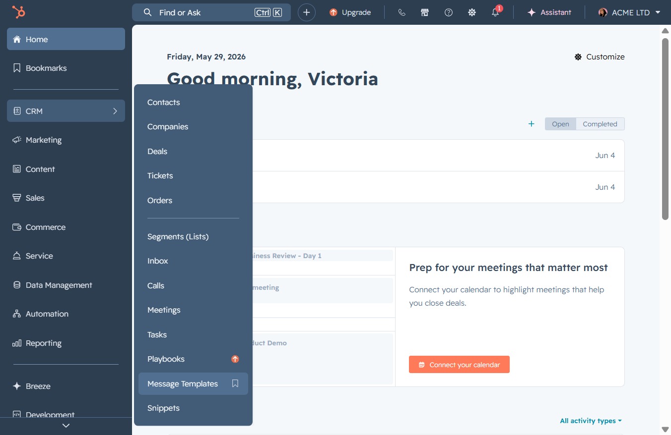 Click the Message Templates option
