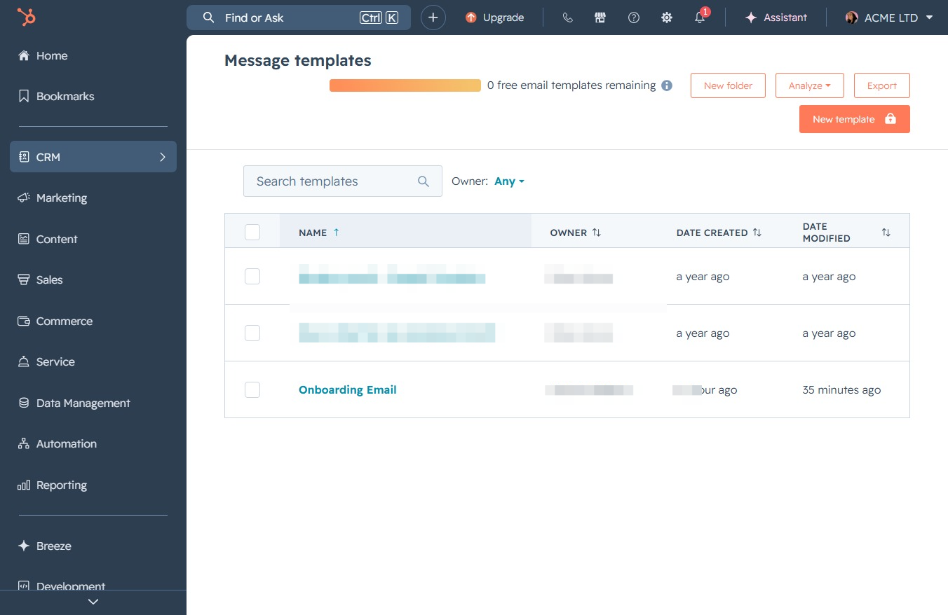 Click the CRM section