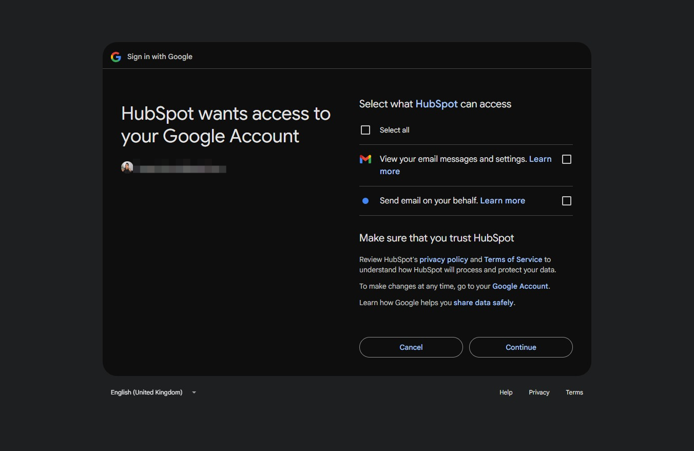 Click the Continue button