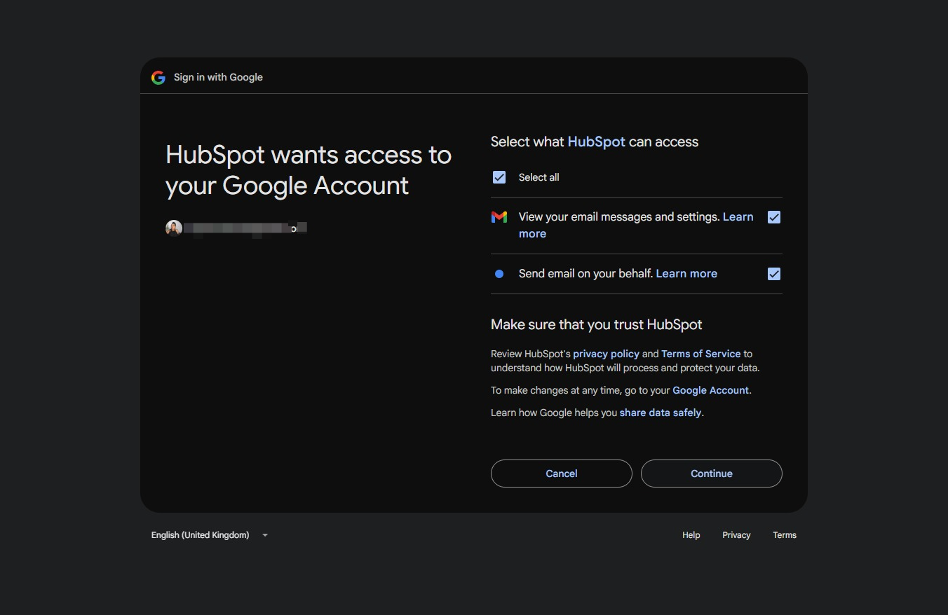 Click the Continue button