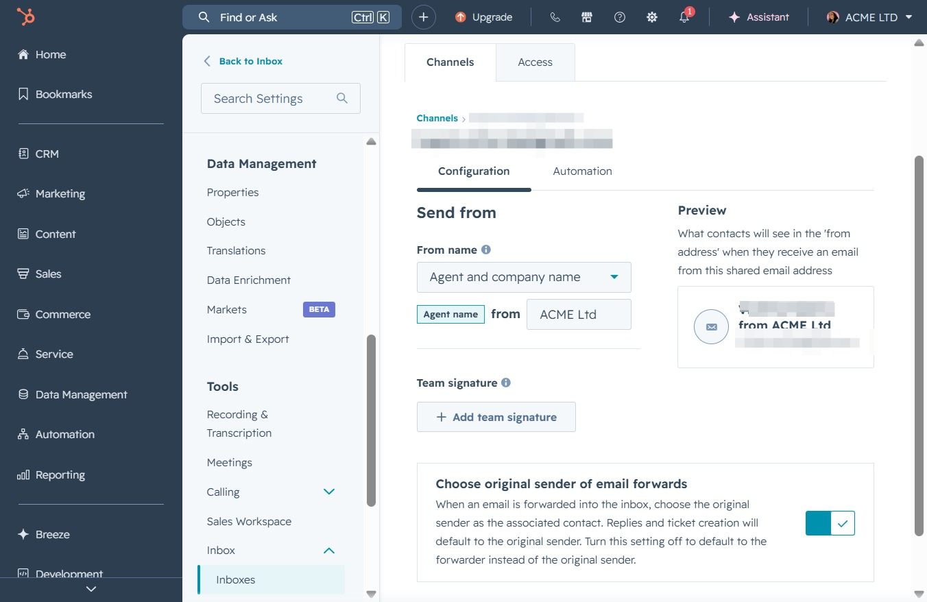 Click the Add team signature option