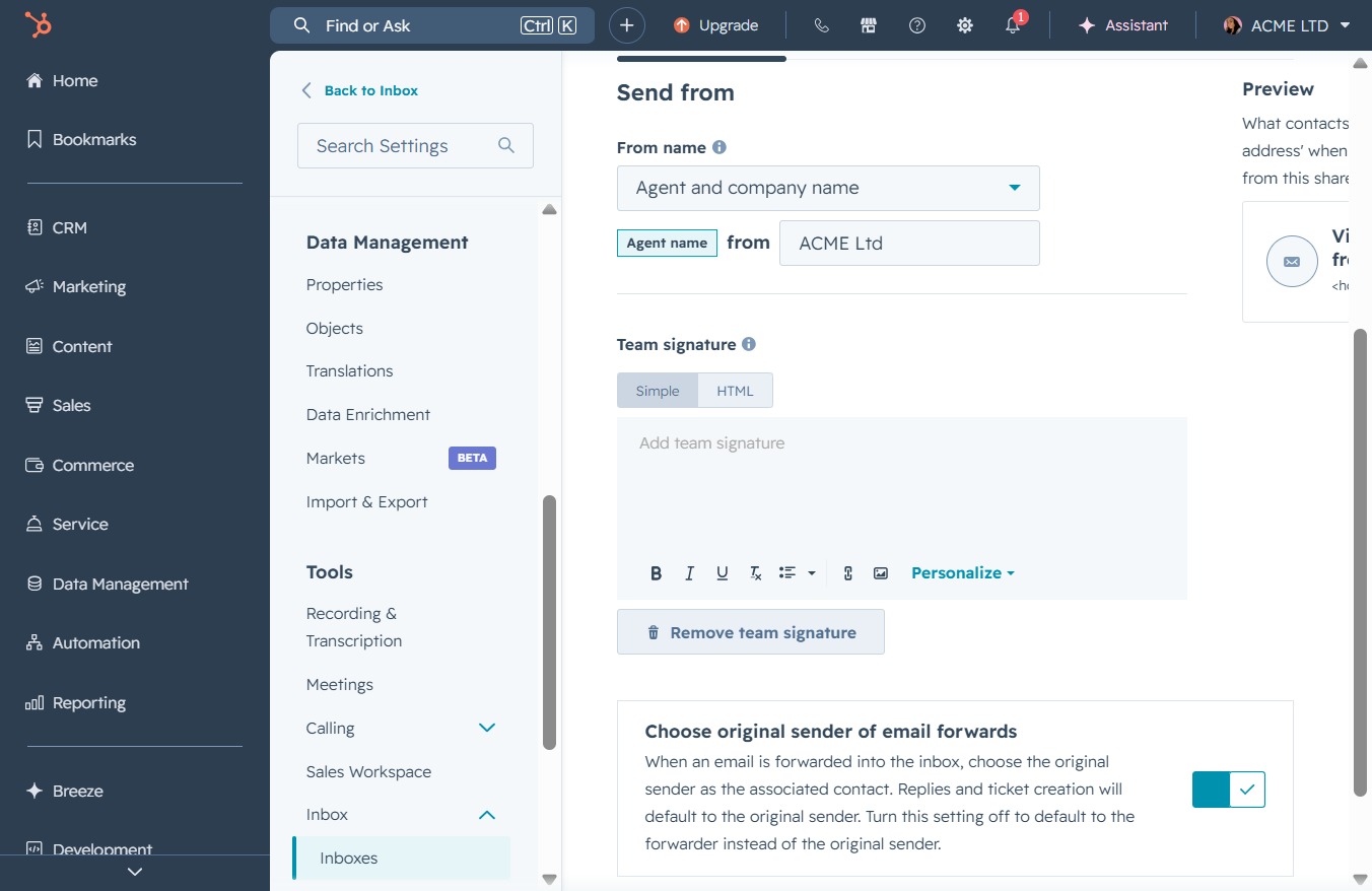 Click the Inboxes menu