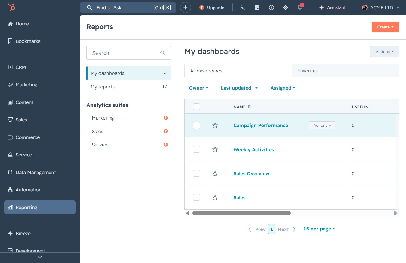 Click the Actions menu