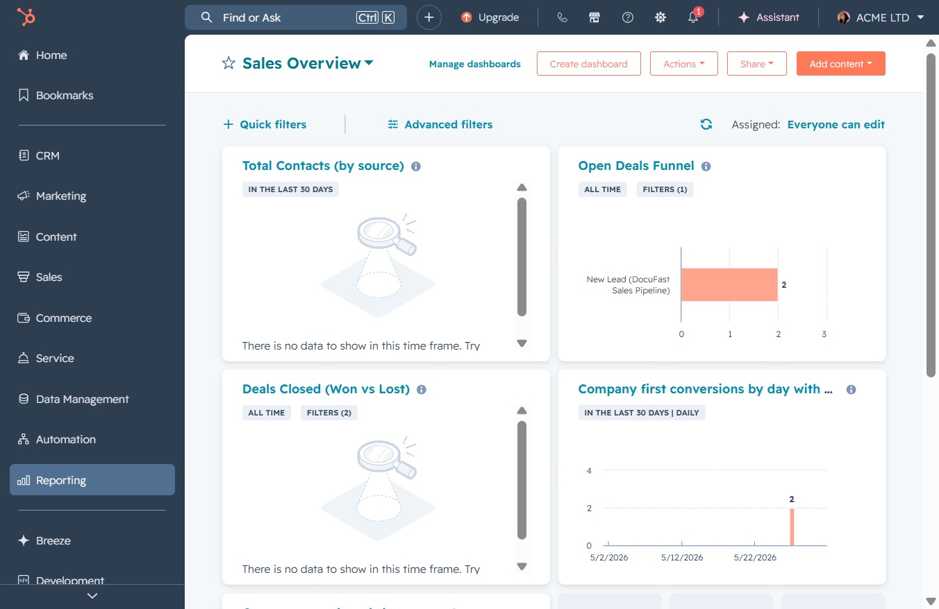 Click the Sales Overview section