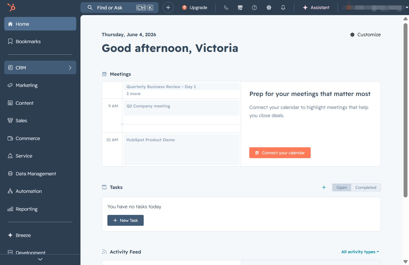 Click the CRM menu