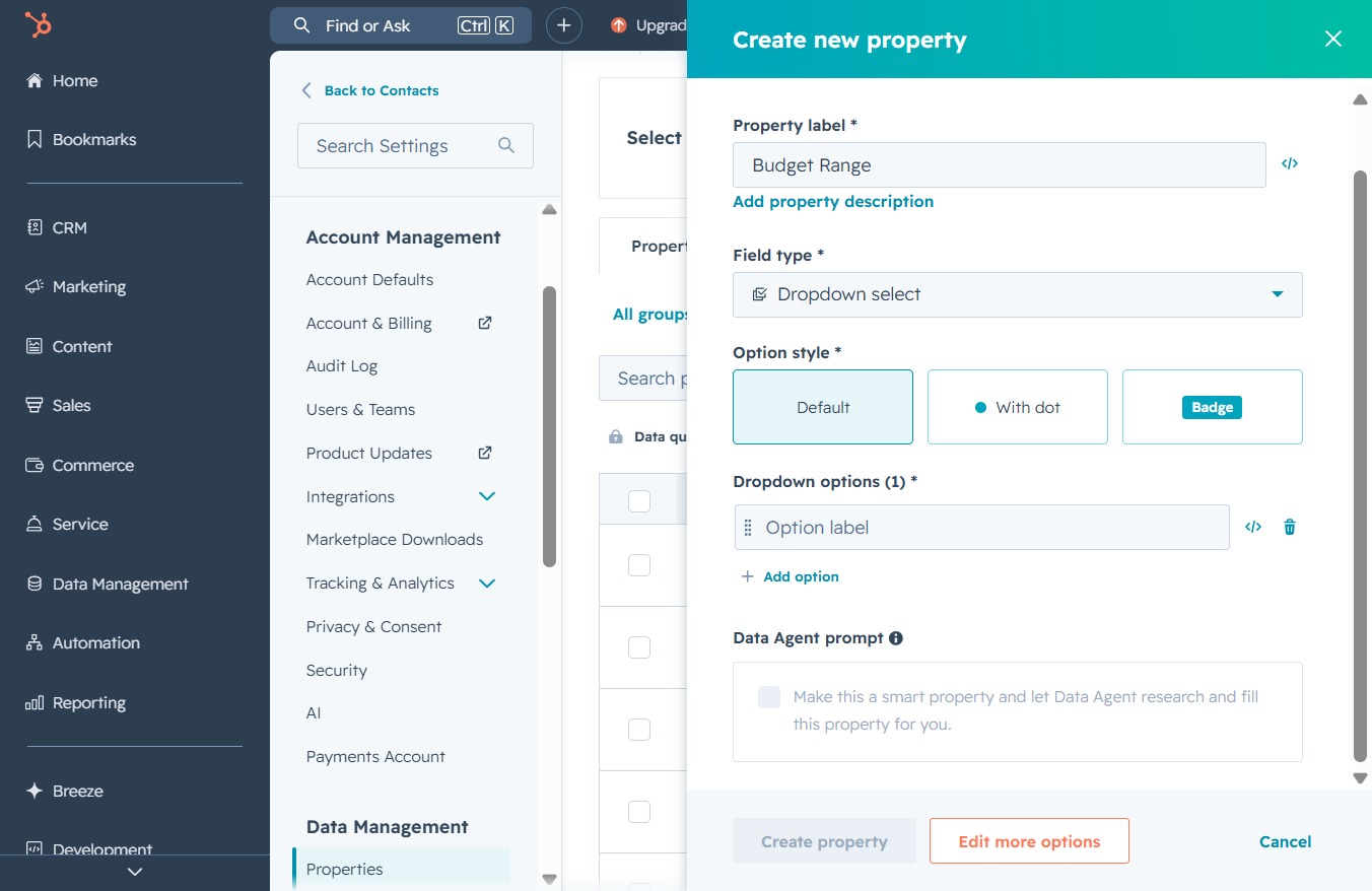 Click the Label input field
