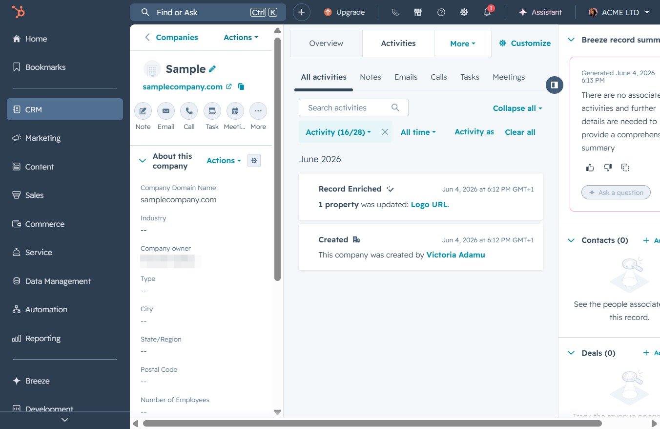 Click the Actions menu