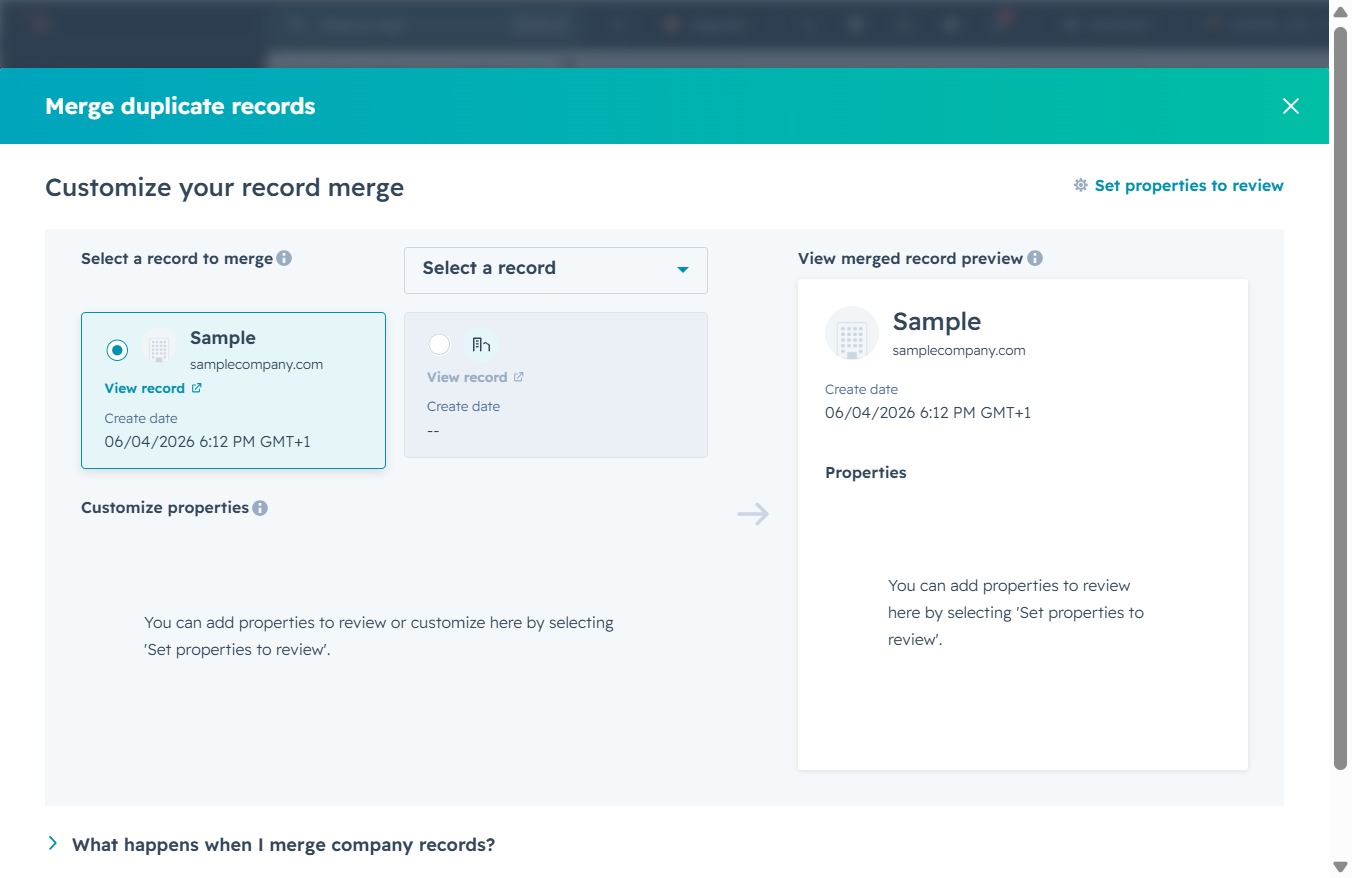 Click the 'Select a record' dropdown