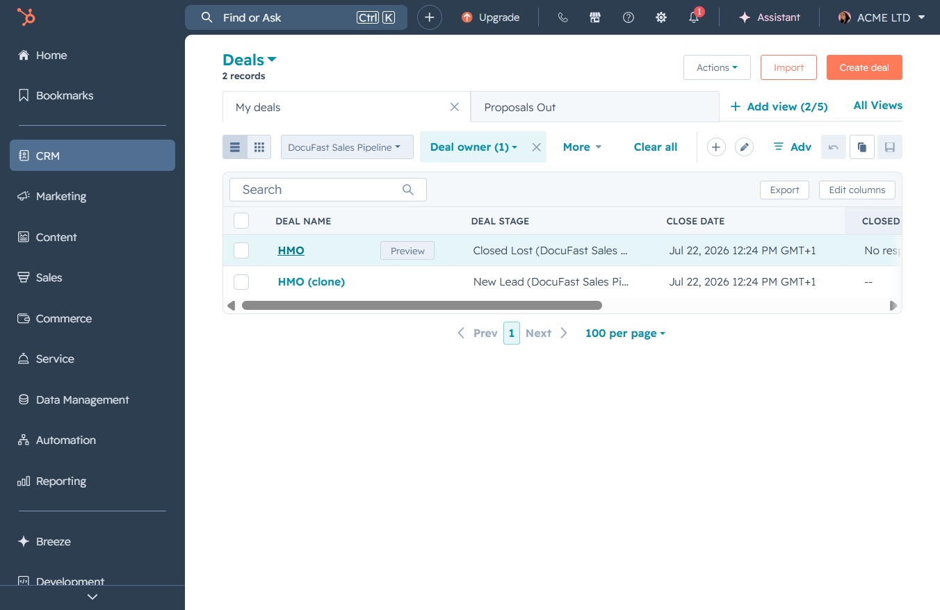 Click the HMO deal
