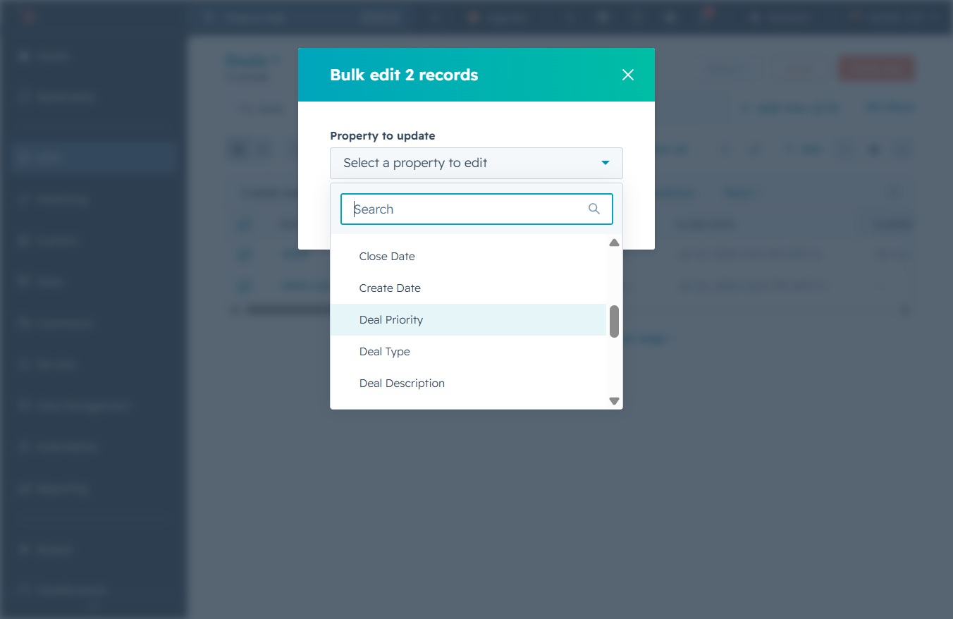Click the Deal Priority option