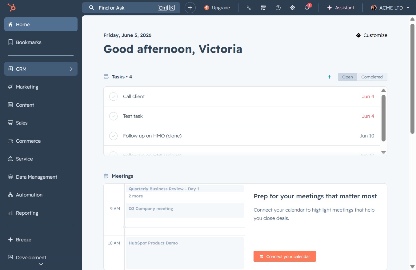 Click the CRM link