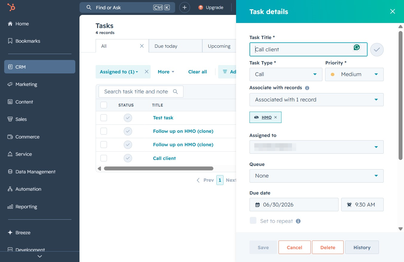 Click the Save button to update activity