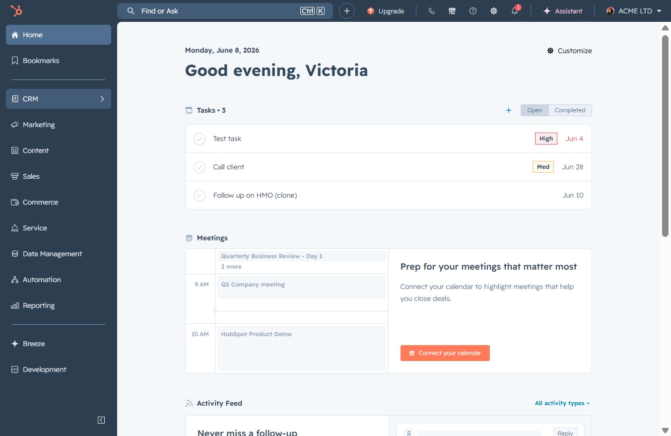 Click the CRM link