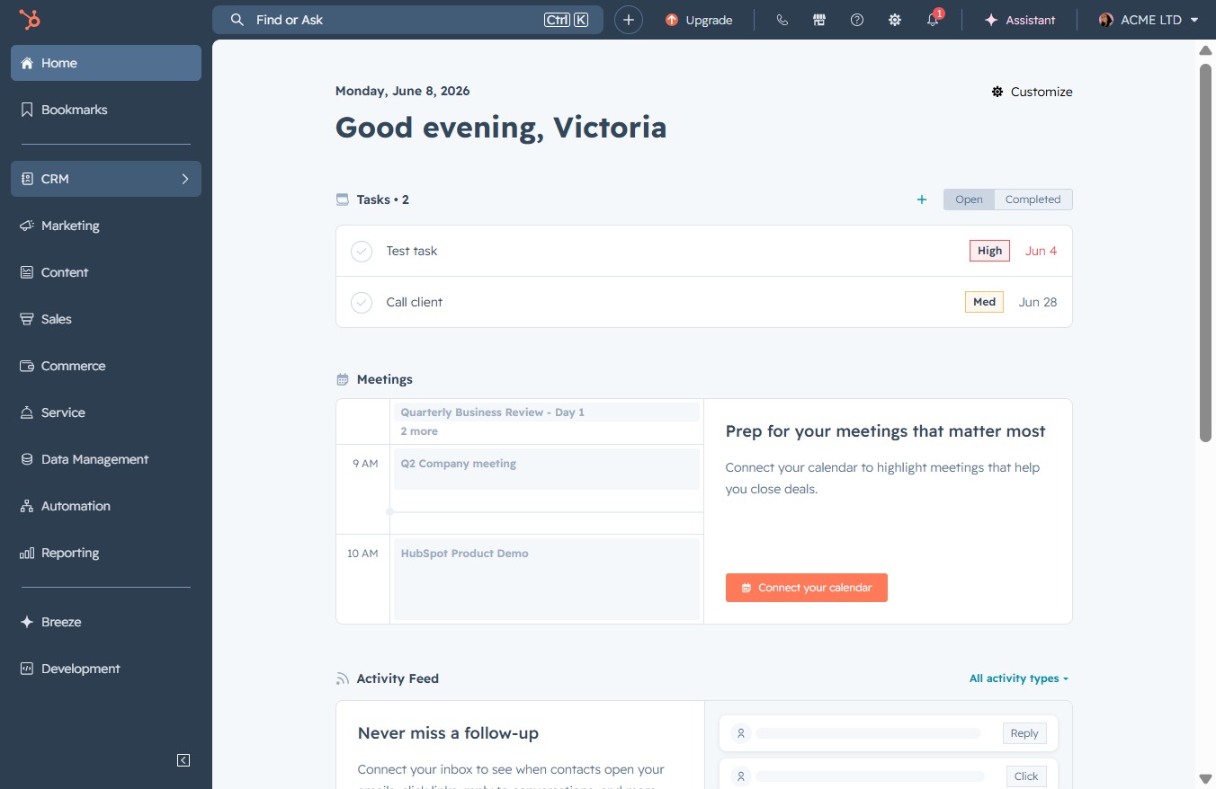 Click the CRM link
