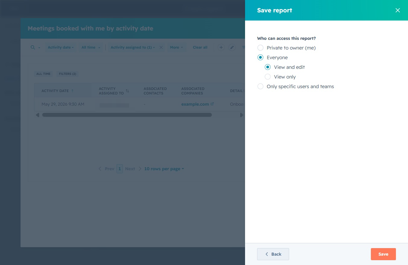 Click the Save report button