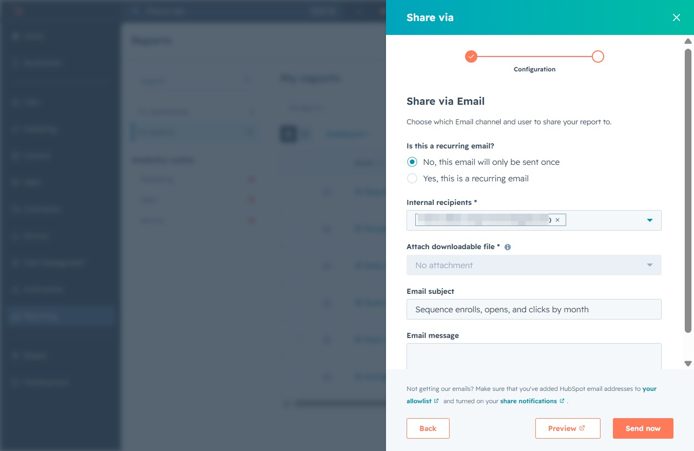 Click the Recurring Email Option