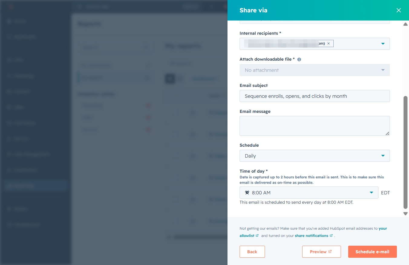 Click the Daily schedule option