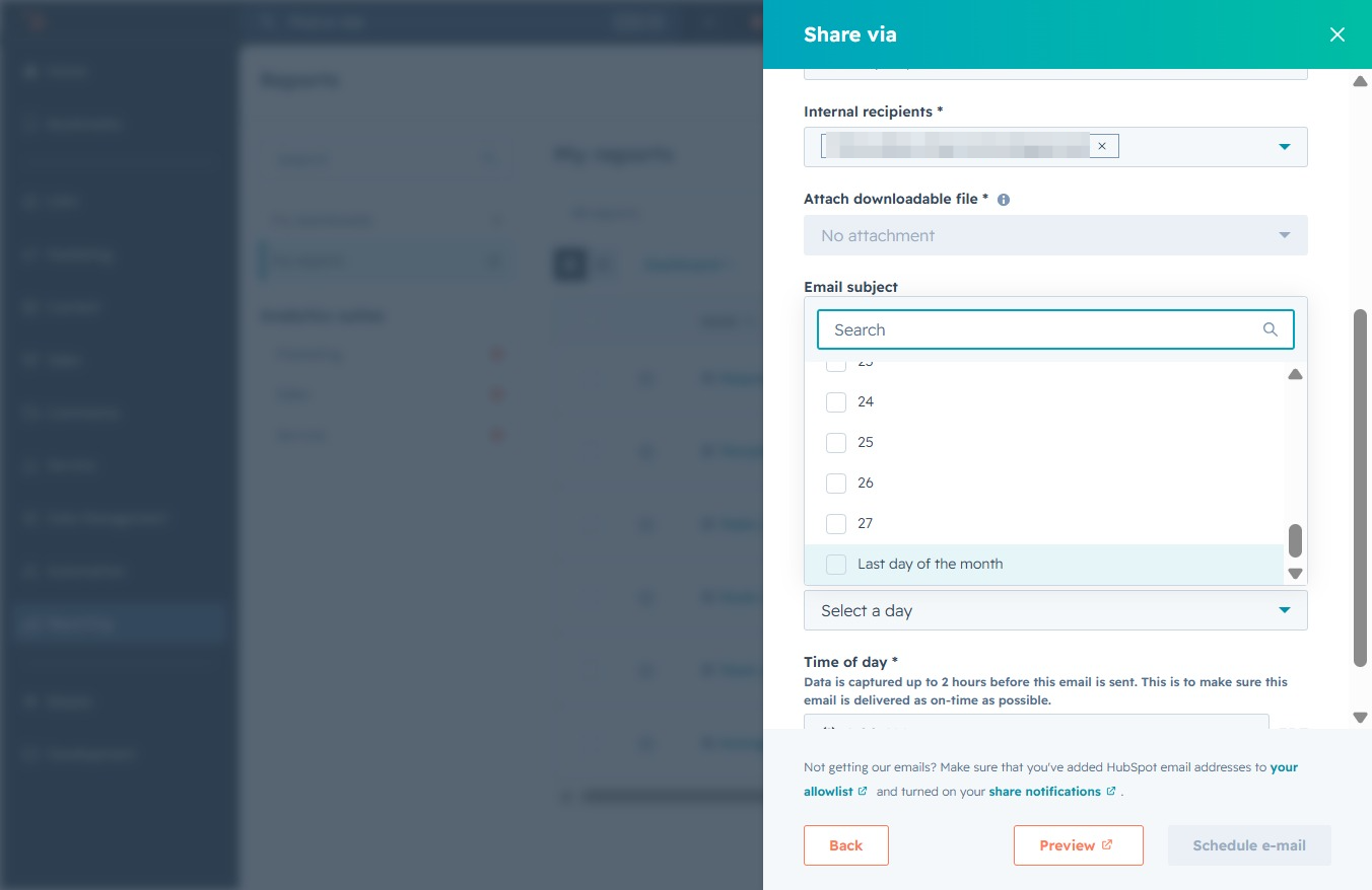 Click the Last day of the month option