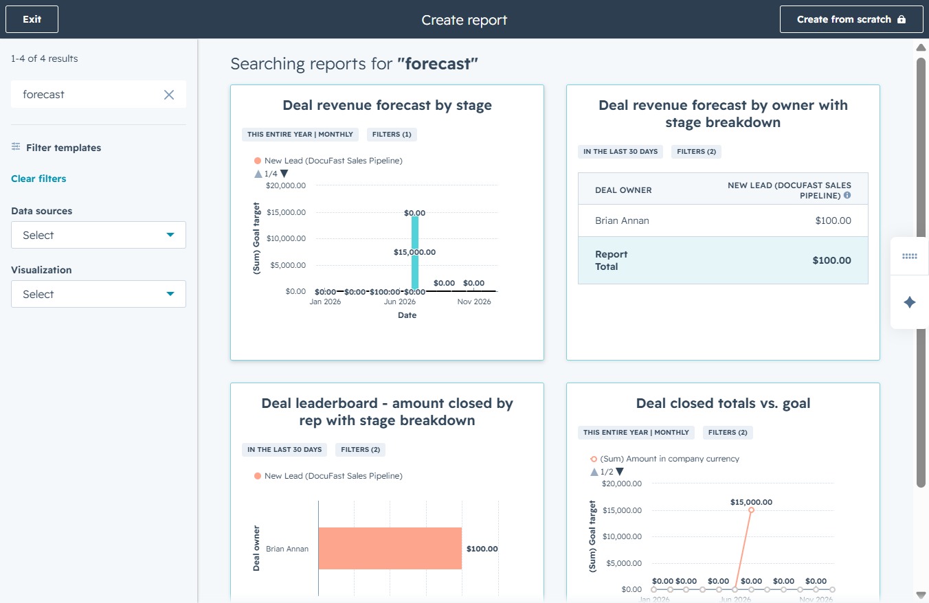 Click the Deal revenue forecast by stage section