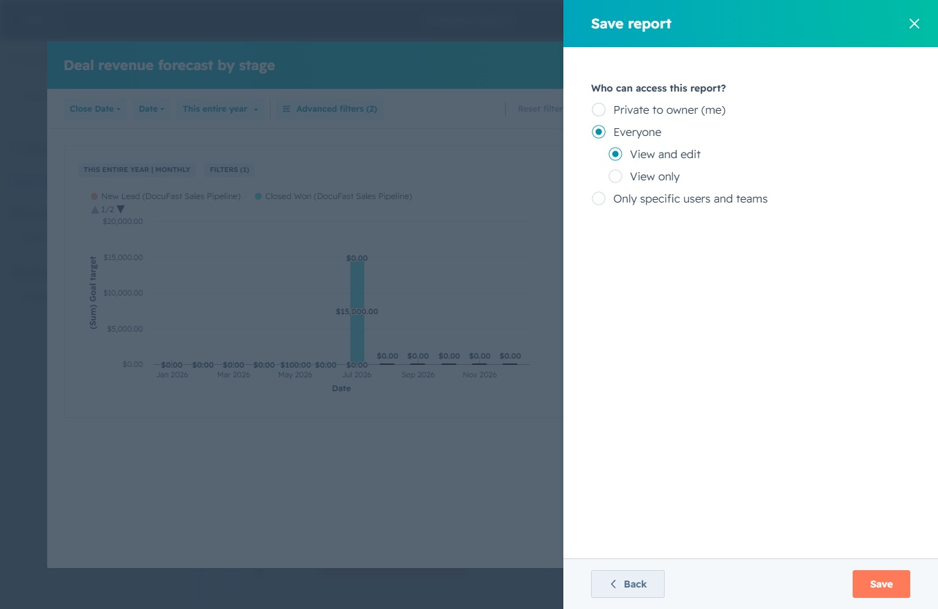 Click the Save report button