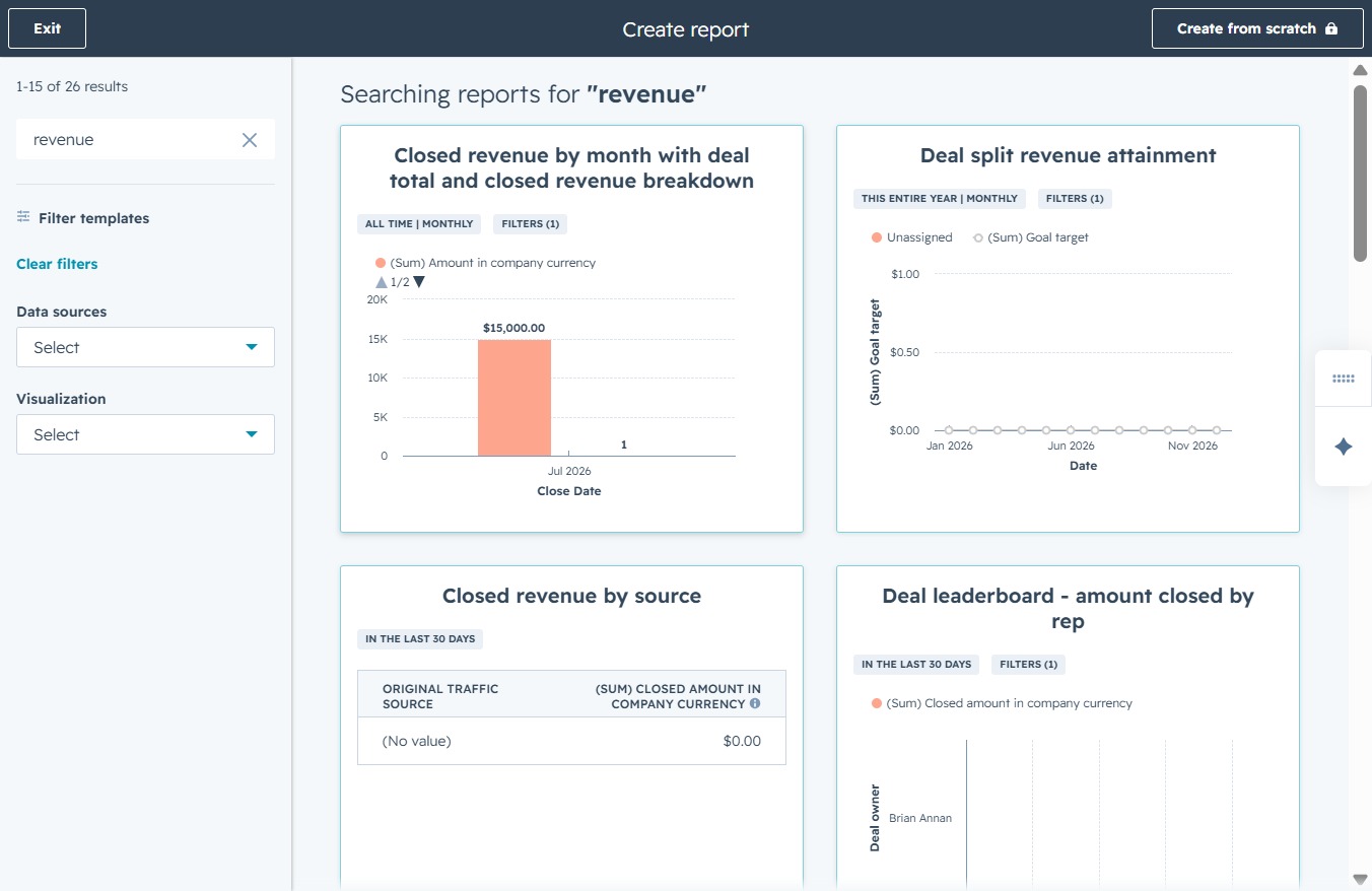 Click the Closed Revenue by Month chart