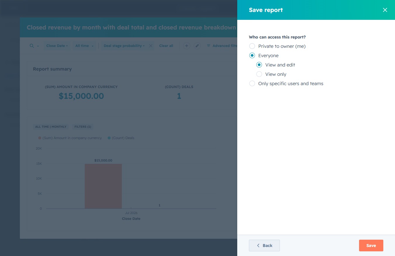 Click the Save report button