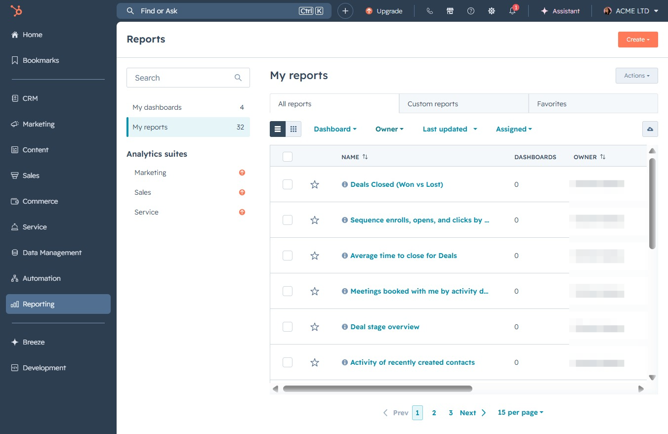 Click the Owner column header