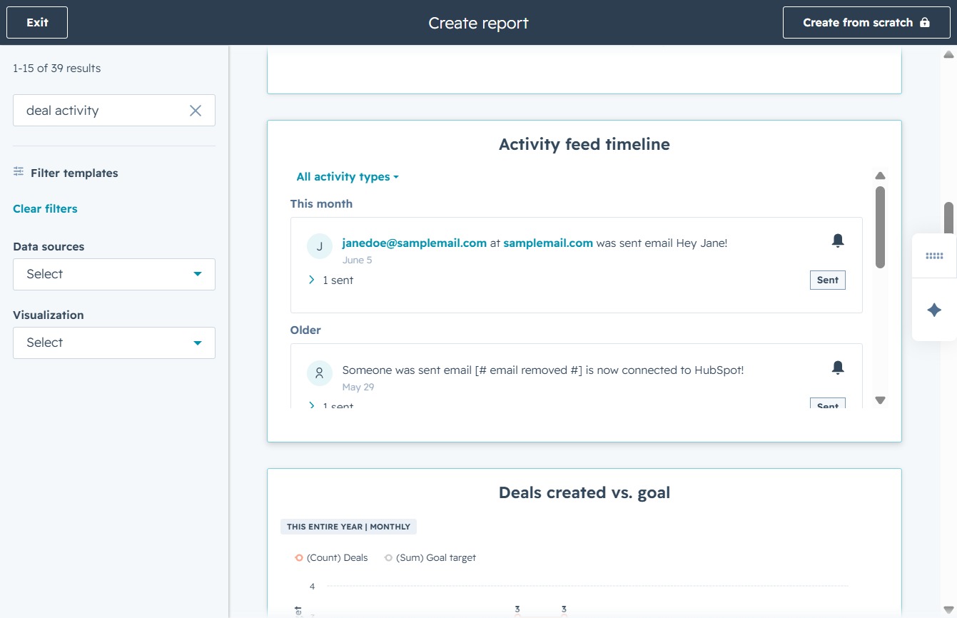 Click the Activity feed timeline