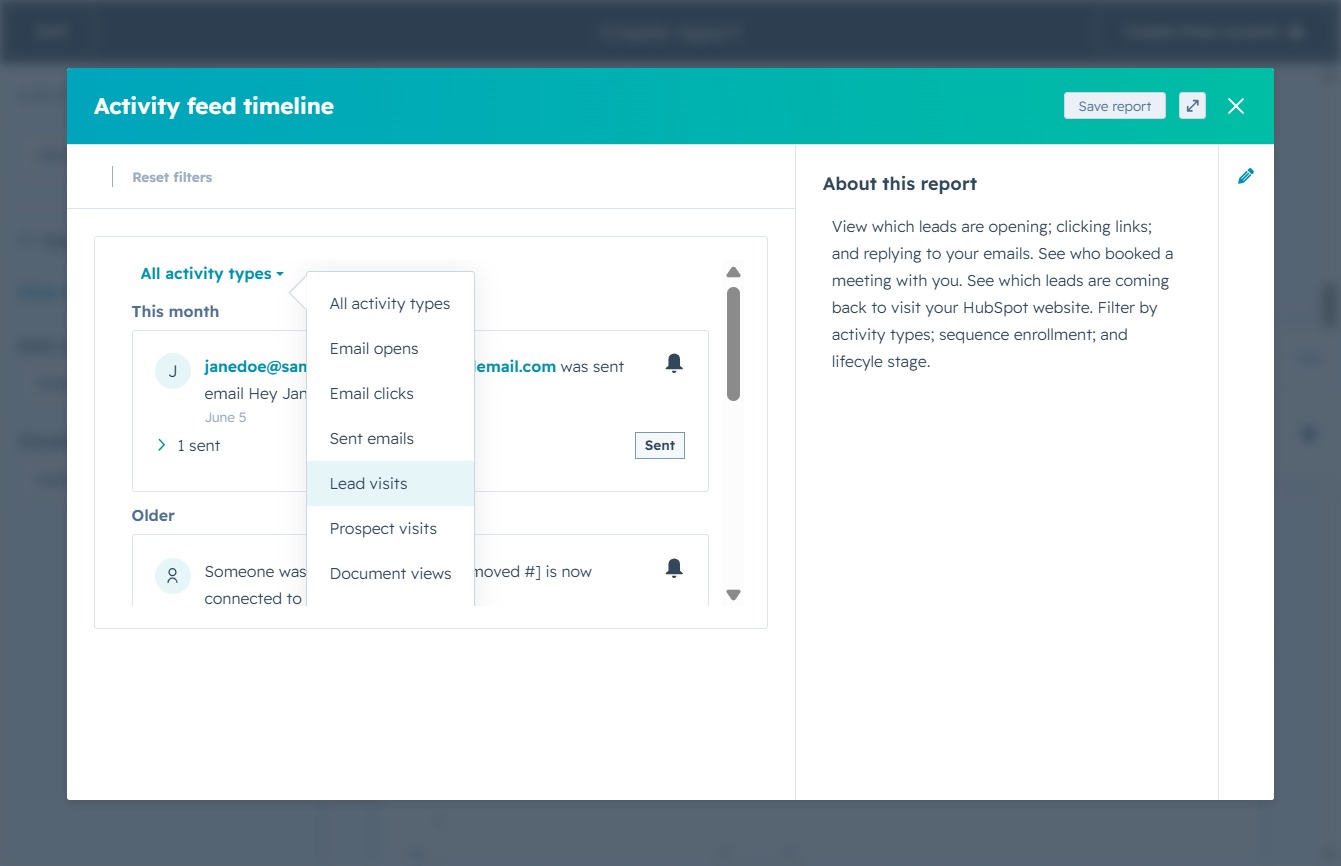 Click the Lead visits option