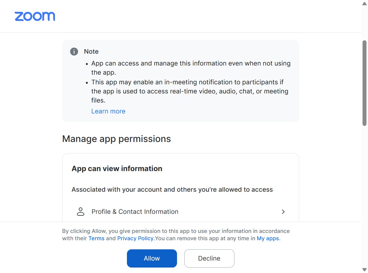 Click the Allow button