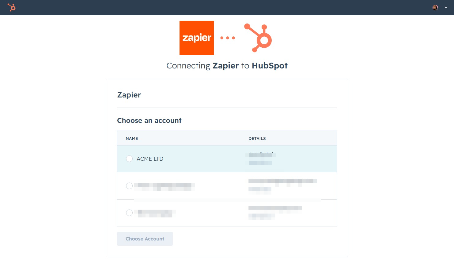 Click Choose Account