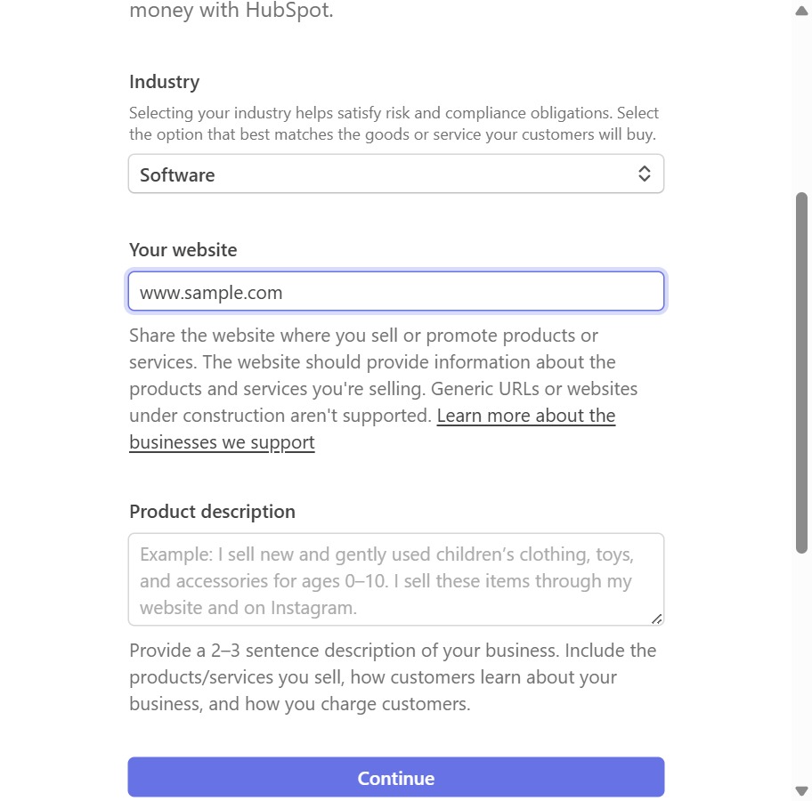 Type your website in the designated field