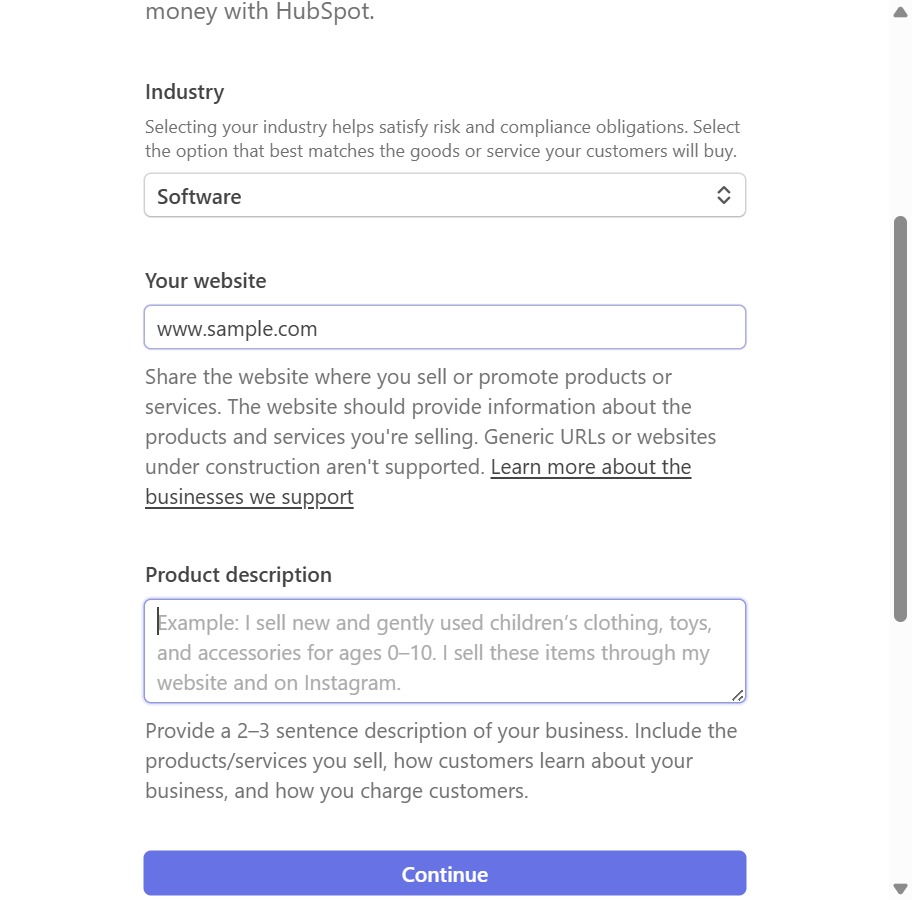 Click in the Product Description area