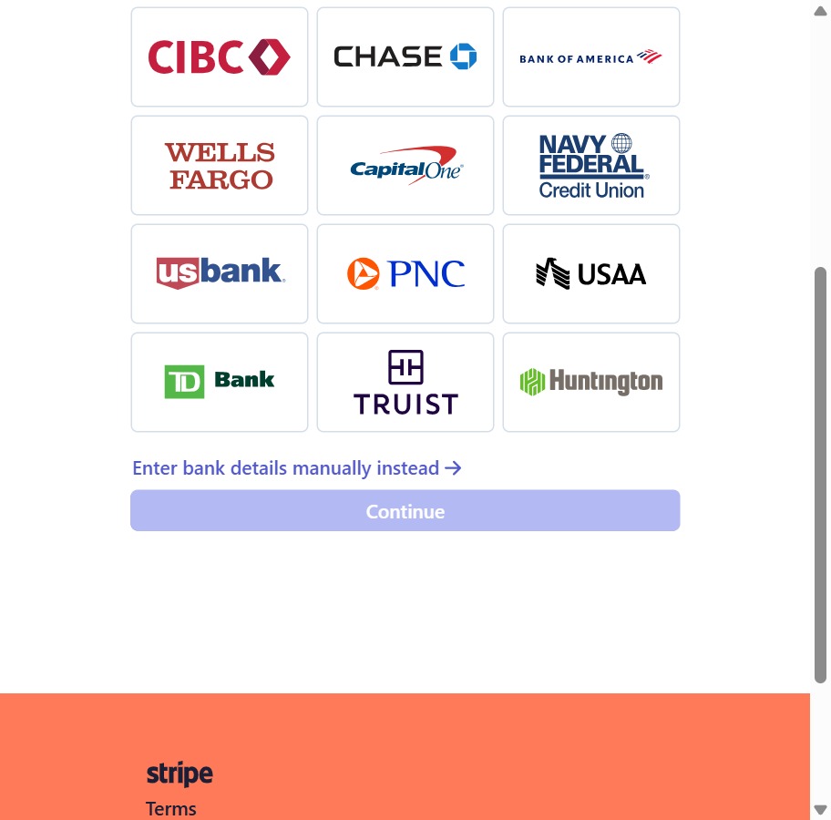 Click 'Enter bank details manually instead' link
