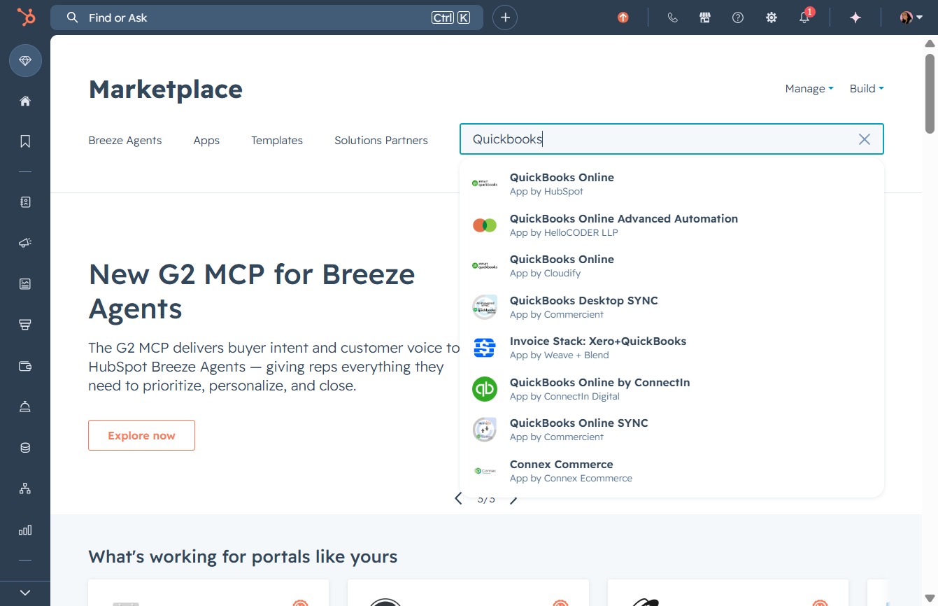 Type 'Quickbooks' in the Search field