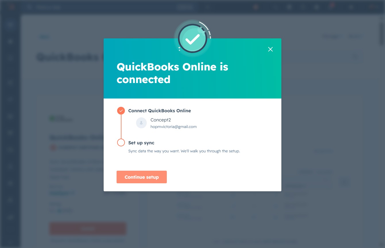 Click the Continue setup button