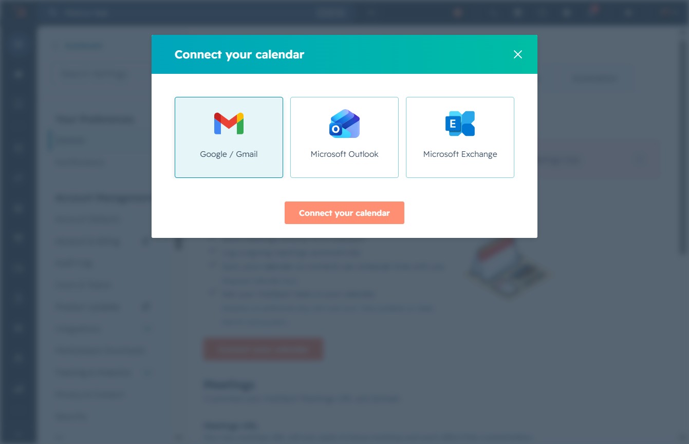 Click 'Connect your calendar' button