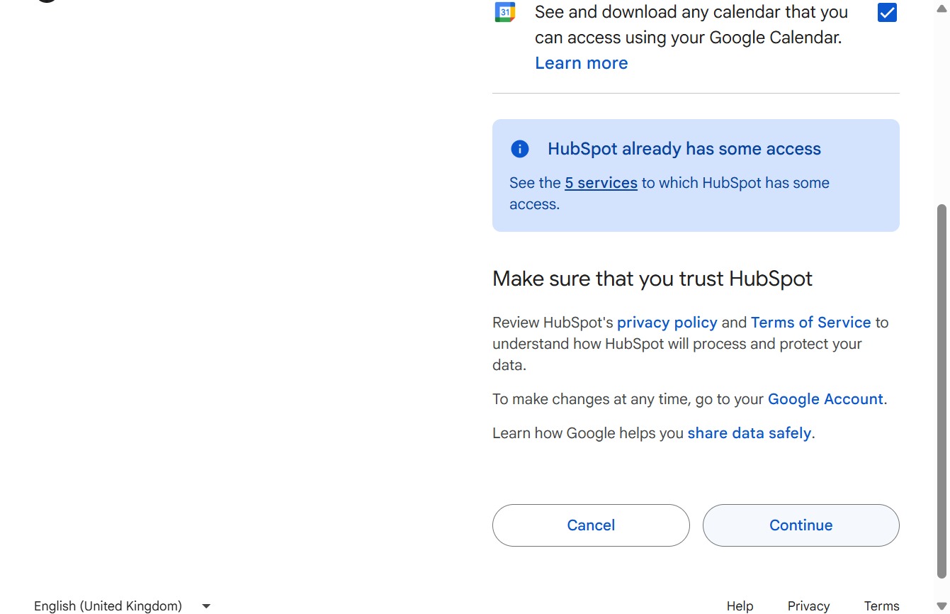 Click the Continue button