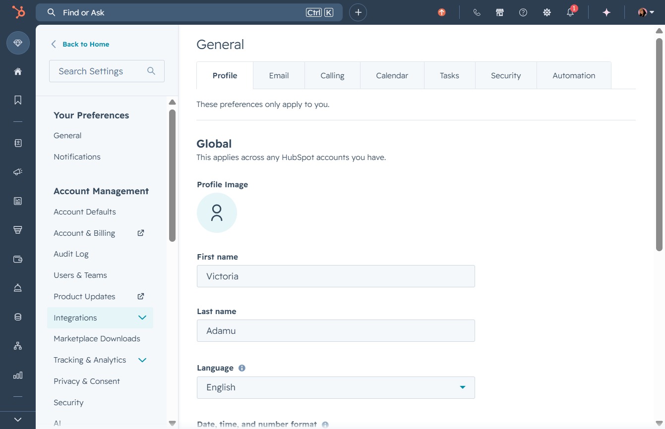 Click the Integrations tab