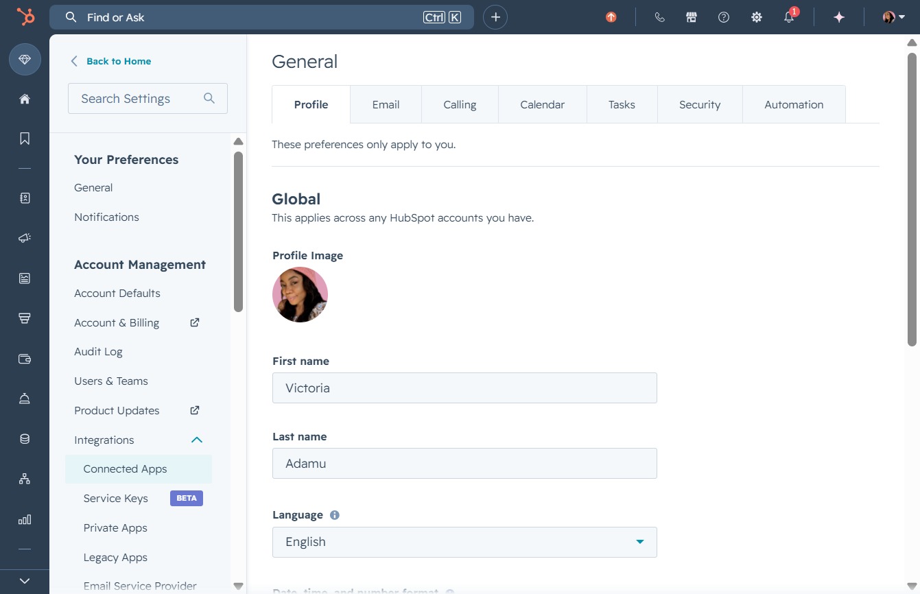 Click the Connected Apps link