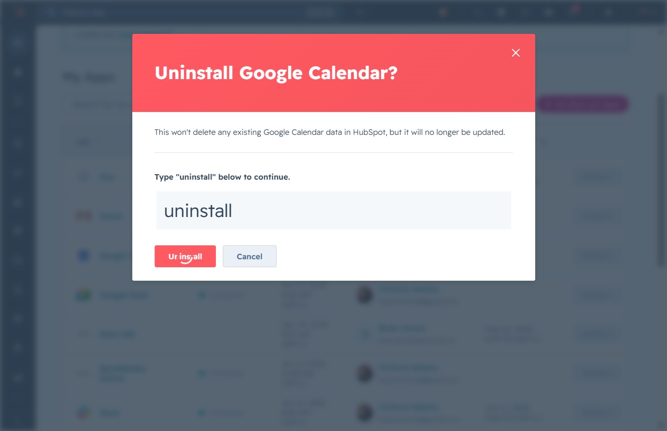 Click the Uninstall button