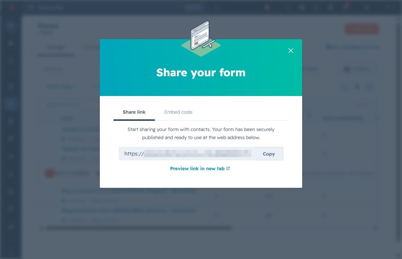 Click the Embed code option