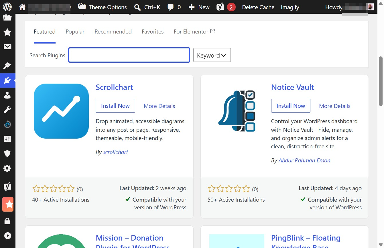 Click the Install Now link for Scrollchart