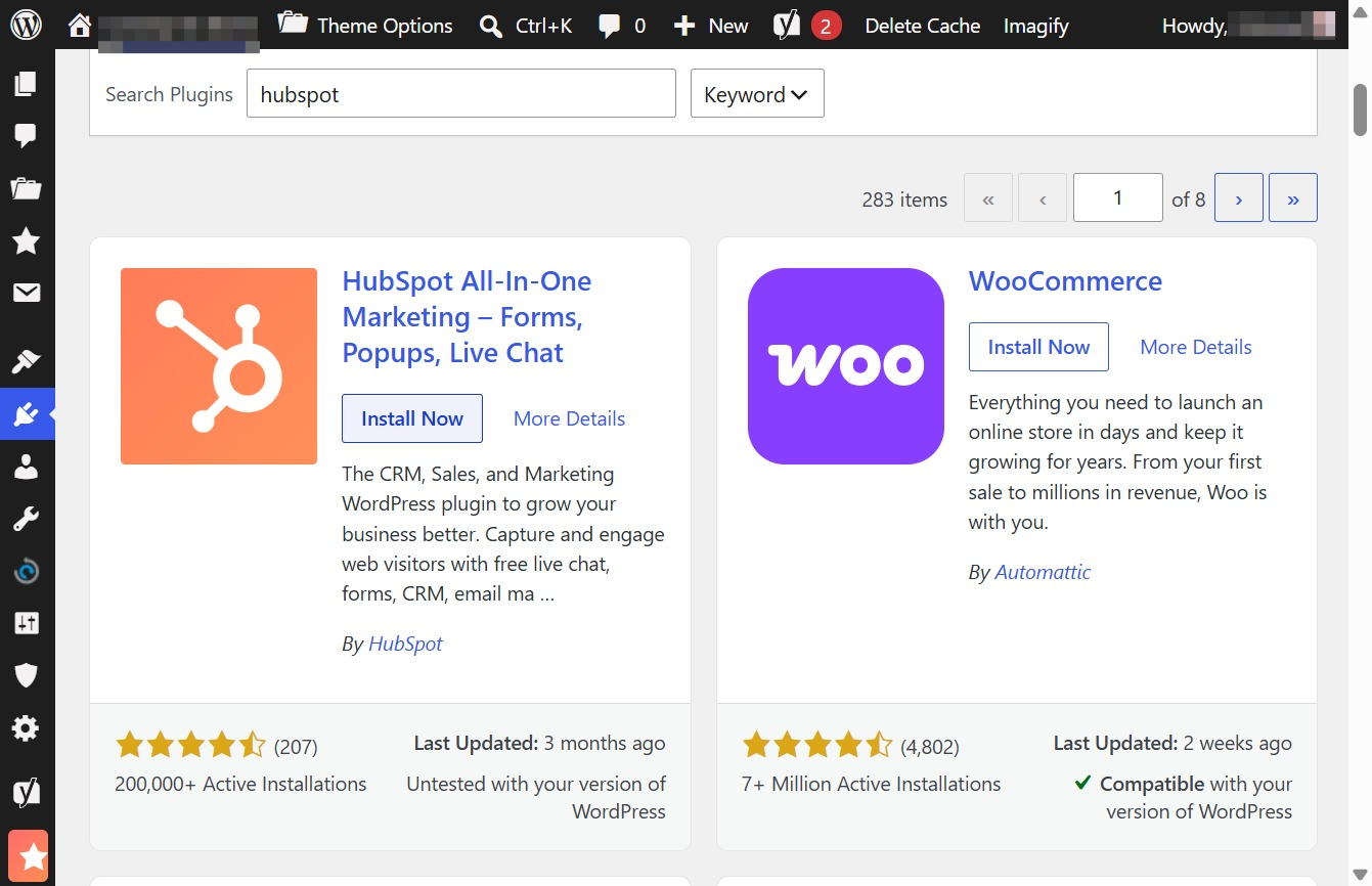 Click the Install HubSpot Plugin button