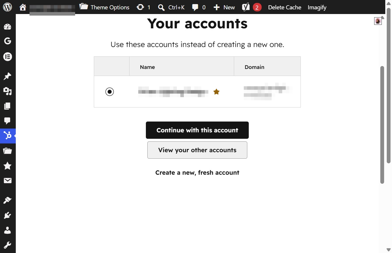 Click the View your other accounts button