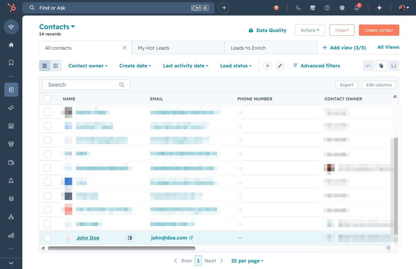 Click the contact named John Doe