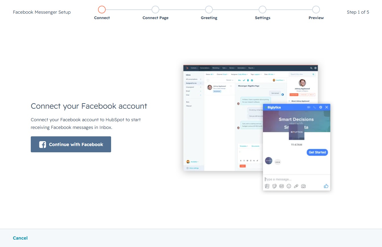 Click the Continue with Facebook button