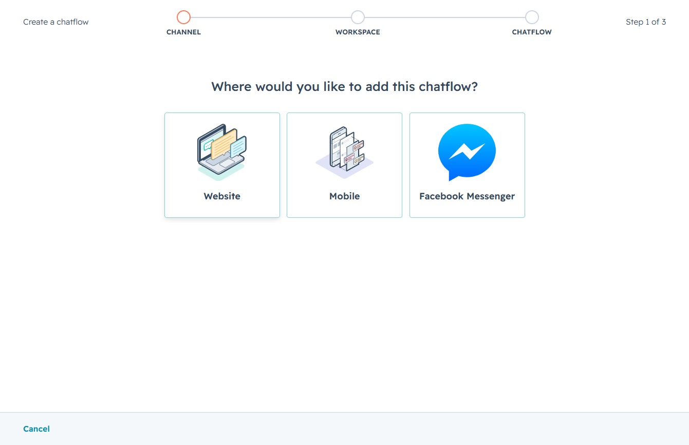 Click the Website option