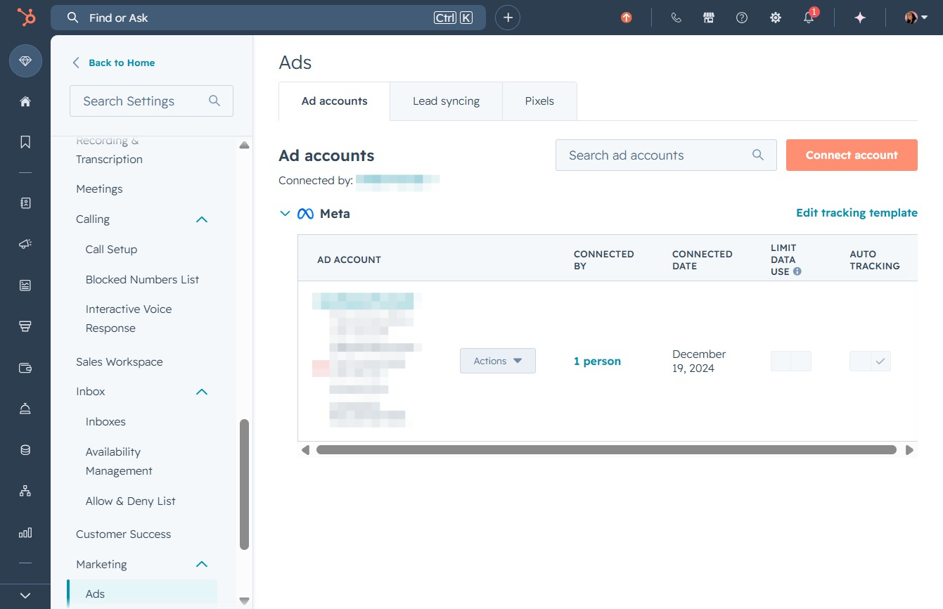 Click the Connect account button